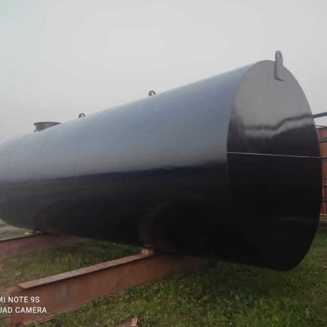 Bituminous compound coated tank of Attock Petroleum Flat end Capacity 10000 gallon Length 7600mm Dia 2788mm